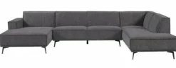 Tower Living Bank Leeds - Chaise longue + 2,5 zits + ottomane Rechts - City 464 Zwart Blauw