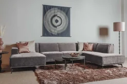 Tower Living Bank Leeds - Chaise longue + 2,5 zits + ottomane Rechts - City 453 Mosgroen / Grijs