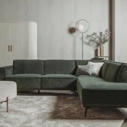 Tower Living Bank Leeds - 2,5 zits + ottomane Rechts - City 355 Flesgroen Showroommodel