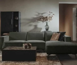 Tower Living Bank Leeds - 2,5 zits + chaise longue Rechts - City 355 Bottle green