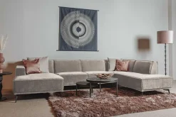 Tower Living Bank Leeds - Chaise longue + 2,5 zits + ottomane Rechts - City 120 Beige