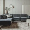 Tower Living Bank Leeds - 2,5 zits + ottomane Links - City 464 Zwart blauw