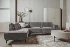 Tower Living Bank Leeds - 2,5 zits + chaise longue Links - City 453 Mosgroen / grijs