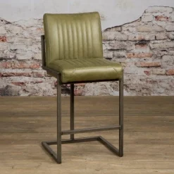 Tower Living Barkruk Ferro - Cognac, donkerbruin, groen en antraciet