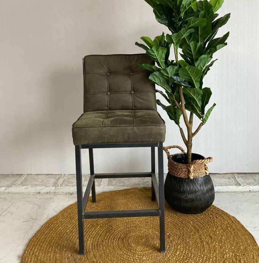 Tower Living Barstoel Vasco - Grijs, bruin, cognac en groen