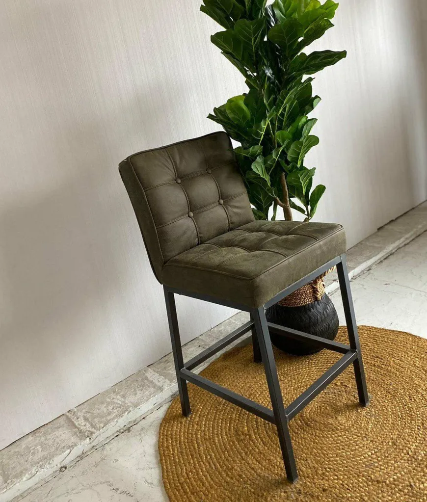 Tower Living Barstoel Vasco - Grijs, bruin, cognac en groen