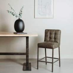 Tower Living Barstoel Vasco - Grijs, bruin, cognac en groen