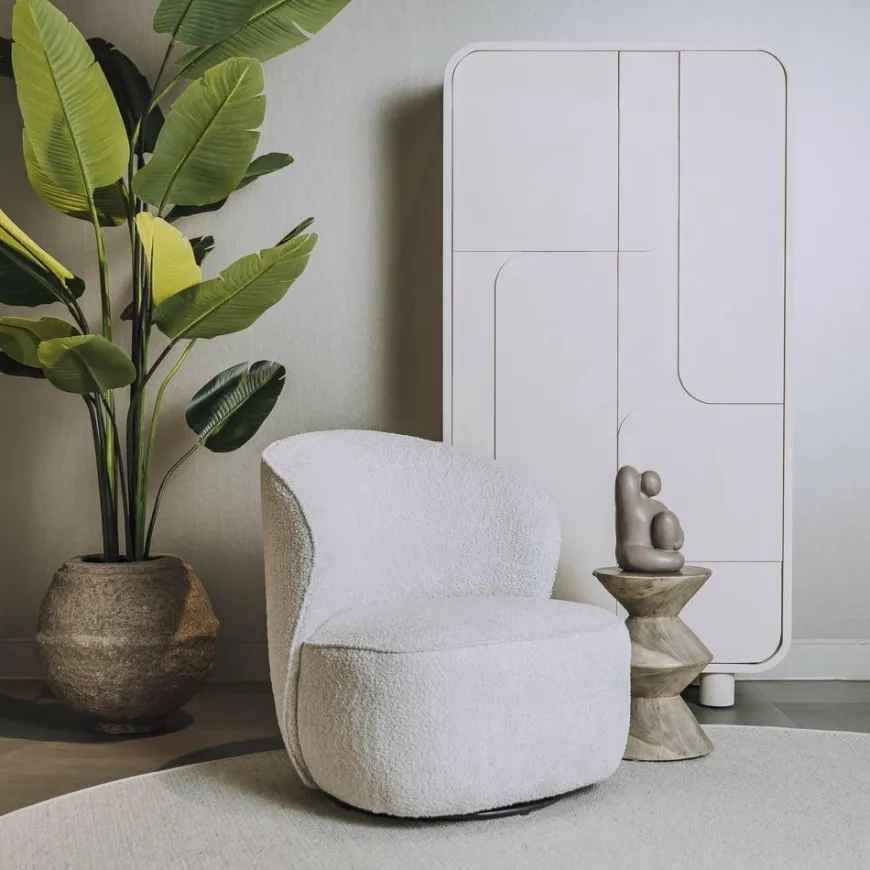 Tower Living Belvi Fauteuil - fabric AJ3019-08 Cream (draaibaar)
