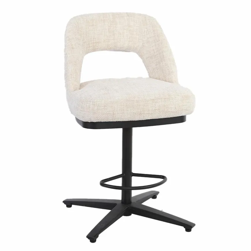 Tower Living Caldes Barstoel - fabric Ted 24 off-white (draaibaar)