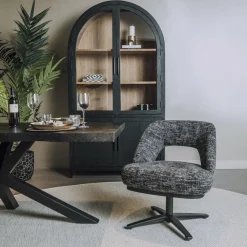 Tower Living Caldes Lounge Stoel - fabric TED 17 blue-grey (draaibaar)