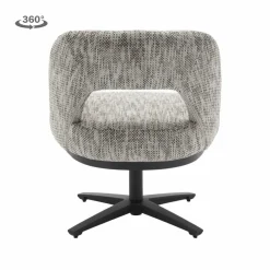 Tower Living Caldes Lounge Stoel - fabric TED 8 white-grey (draaibaar)