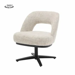 Tower Living Caldes Lounge Stoel - fabric TED 24 off white (draaibaar)