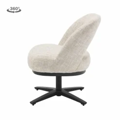 Tower Living Caldes Lounge Stoel - fabric TED 24 off white (draaibaar)