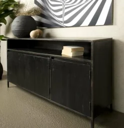 Tower Living Dressoir Paterno mango zwart 155 cm