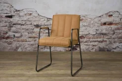 Tower Living Eetkamerstoel Santo met armleuning - cognac, grijs, antraciet en bruin