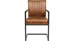 Tower Living Eetkamerstoel Ferro met armleuning - Cognac, donkerbruin, antraciet en groen