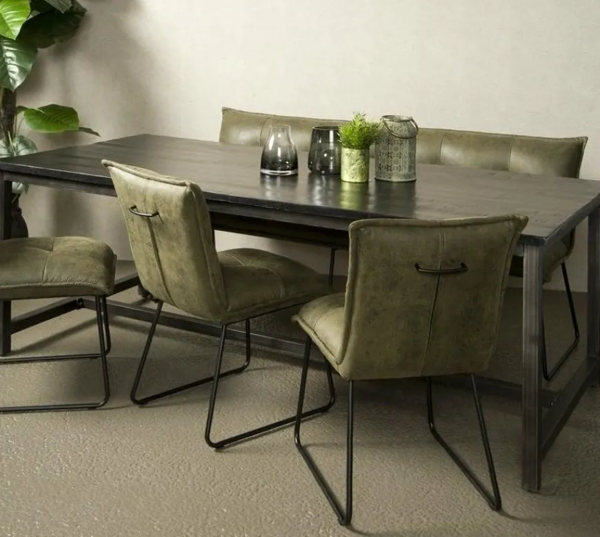 Tower Living Eettafel Paterno Mango zwart met stalen frame