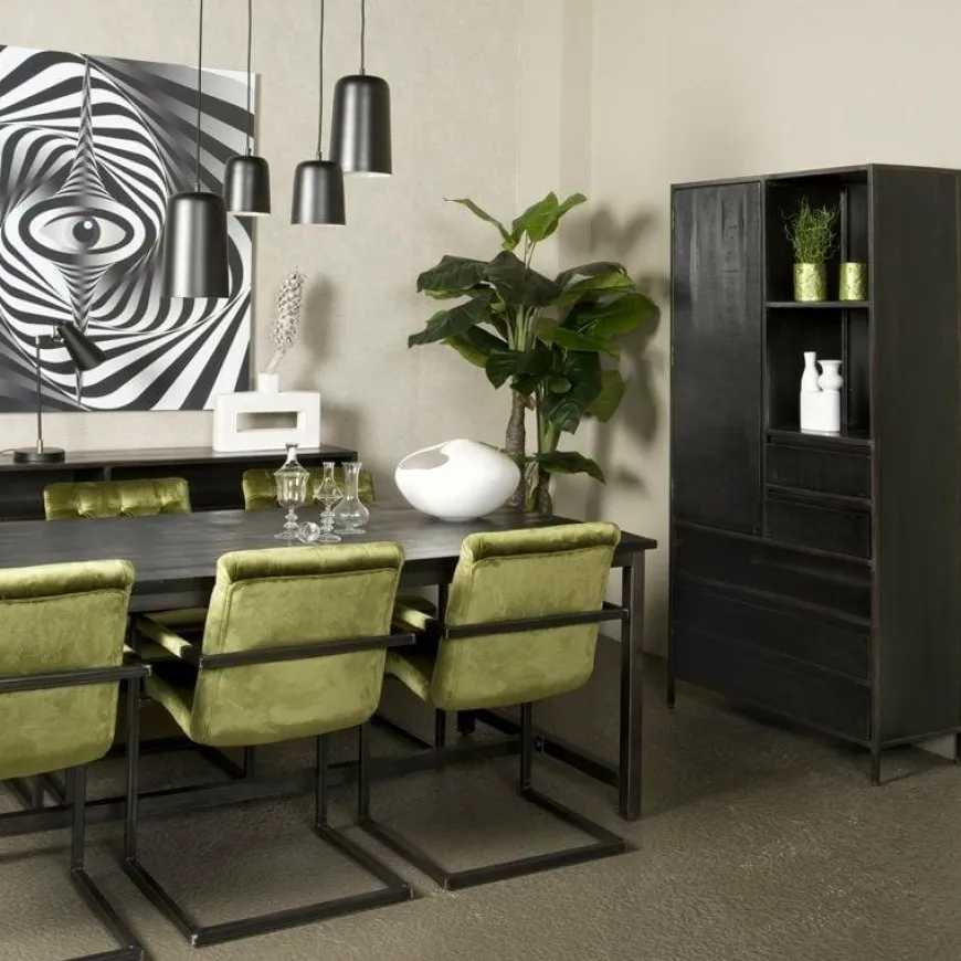 Tower Living Eettafel Paterno Mango zwart met stalen frame