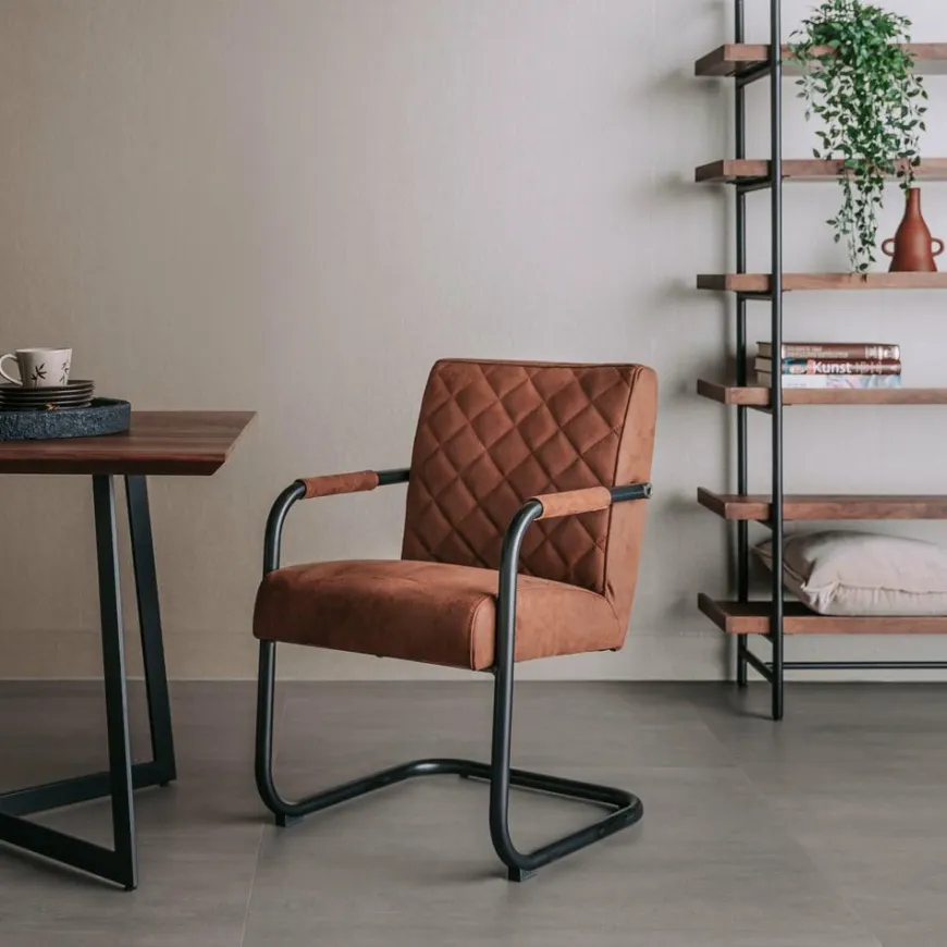 Tower Living Eettafelstoel Civo - Groen, cognac en antraciet