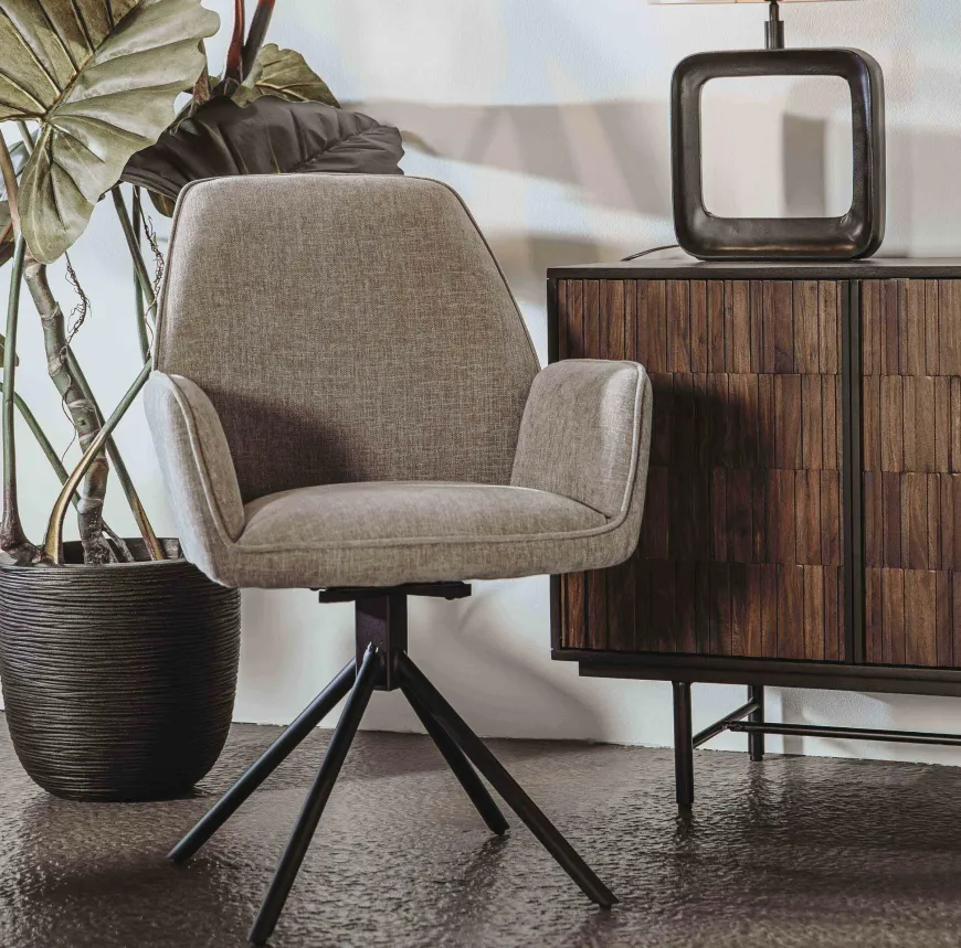 Tower Living Eettafelstoel Amaro Swivel draaistoel Nature 120 beige / grijs