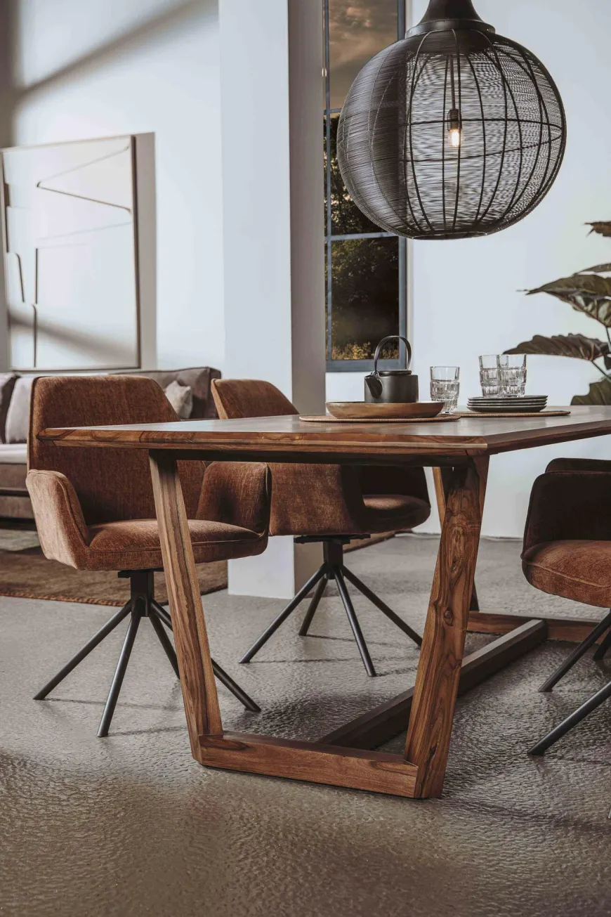 Tower Living Eettafelstoel Amaro Swivel draaistoel Nature 500 koper