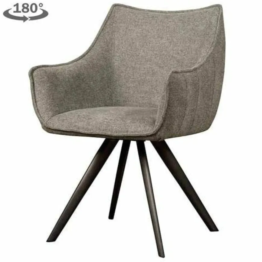 Tower Living Riviera Armstoel - fabric Brego 09 middle grey (draaibaar)