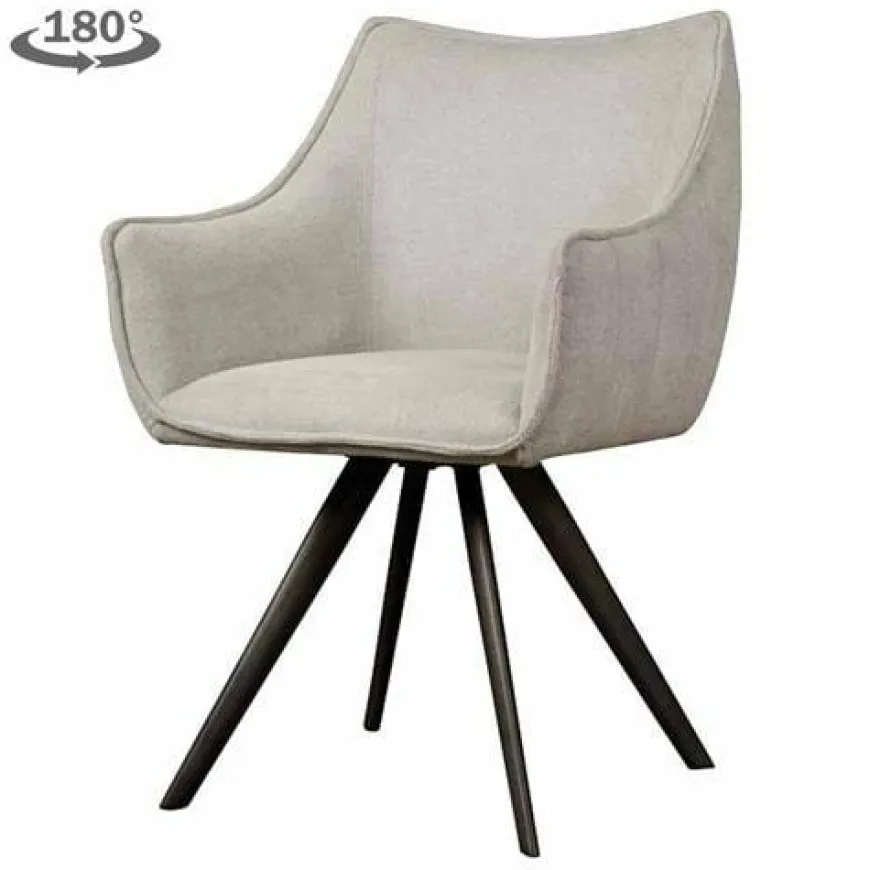 Tower Living Riviera Armstoel - fabric Brego 02 light grey (draaibaar)