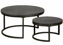 Tower Living Salontafel set van 2 Viola rond 70/55 – zwart