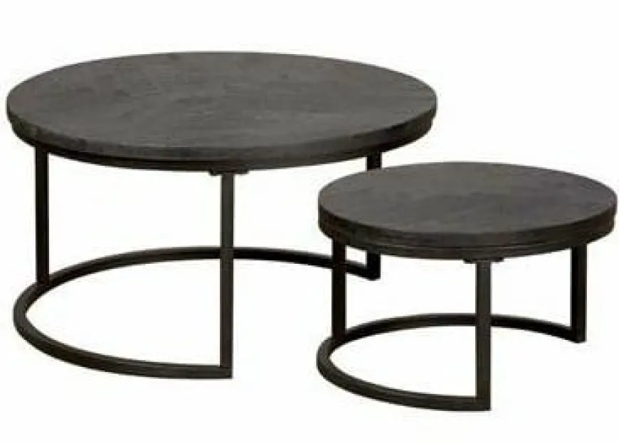 Tower Living Salontafel set van 2 Viola rond 70/55 – zwart