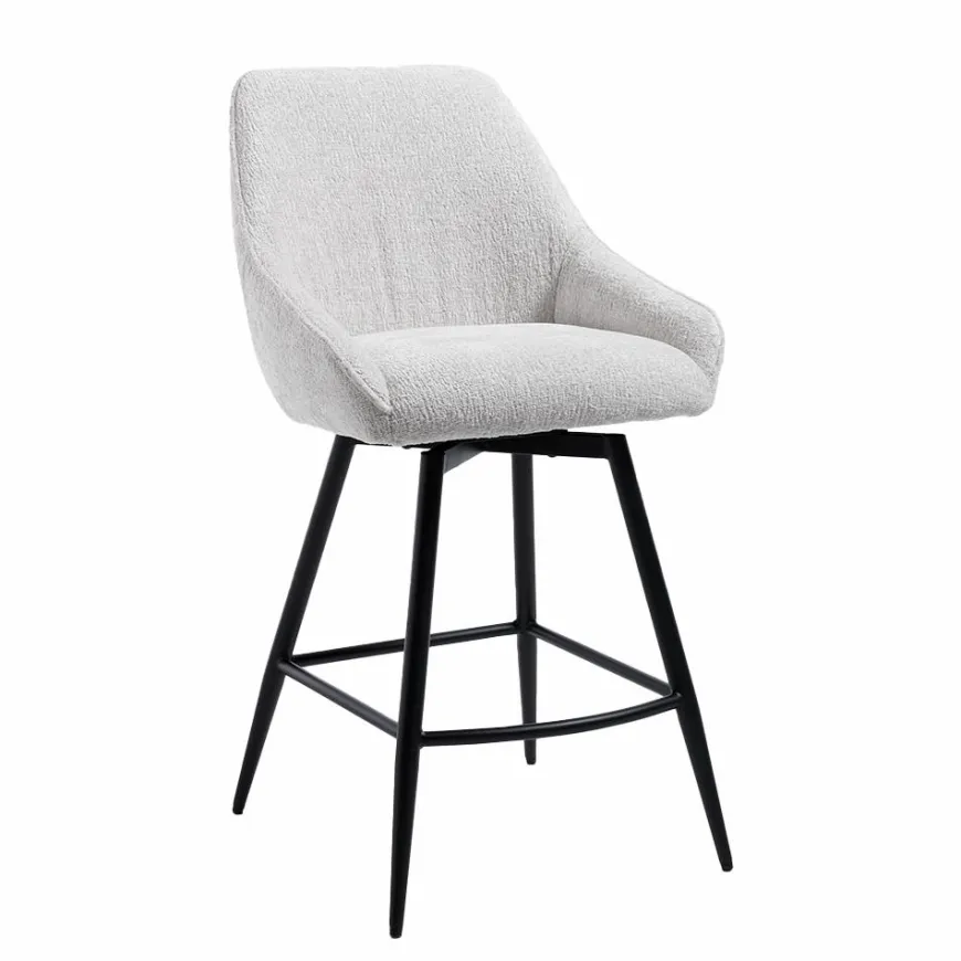 Tower Living Trino Barstoel - fabric Trenza 04 white (draaibaar)