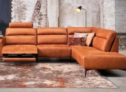 WoonMax Bank Liberty A1X 3 zits met relaxelement en ottomane cabrio cognac