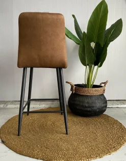 WoonMax Barstoel Dex Zorro - Antraciet, Cognac en Groen