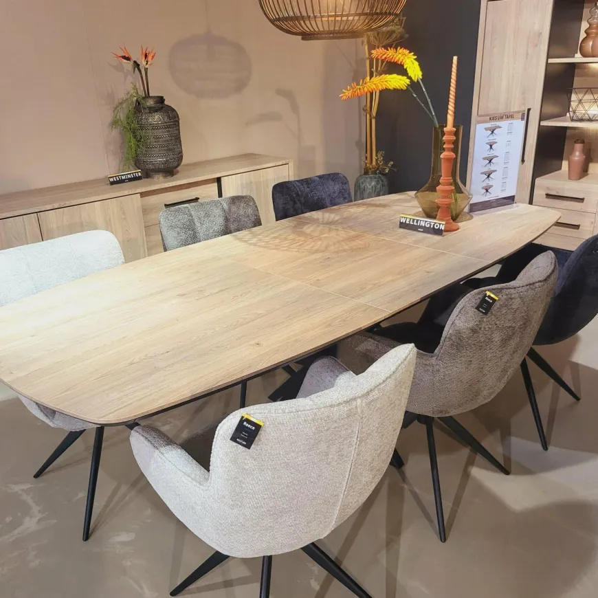 WoonMax Eettafel Wellington Deens Ovaal uitschuifbaar Lamulux - Diverse kleuren en afmetingen