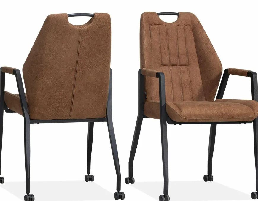 WoonMax Eettafelstoel Axa - cognac, antraciet, taupe en mosgroen