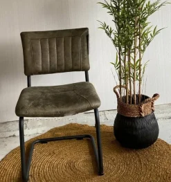 WoonMax Eettafelstoel Jax - Antraciet, Cognac en Groen