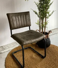 WoonMax Eettafelstoel Jax - Antraciet, Cognac en Groen