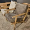 WoonMax Fauteuil Osaka met houten armleuning - taupe