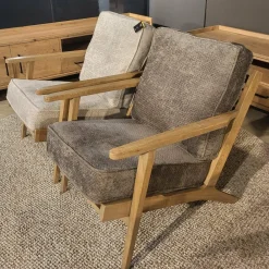 WoonMax Fauteuil Osaka met houten armleuning - naturel