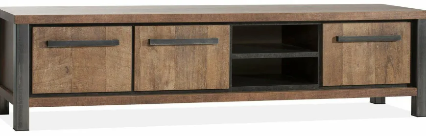 WoonMax Kinga Tv kast 200 cm 3 dr/2 open vak Lamulux Old Teak