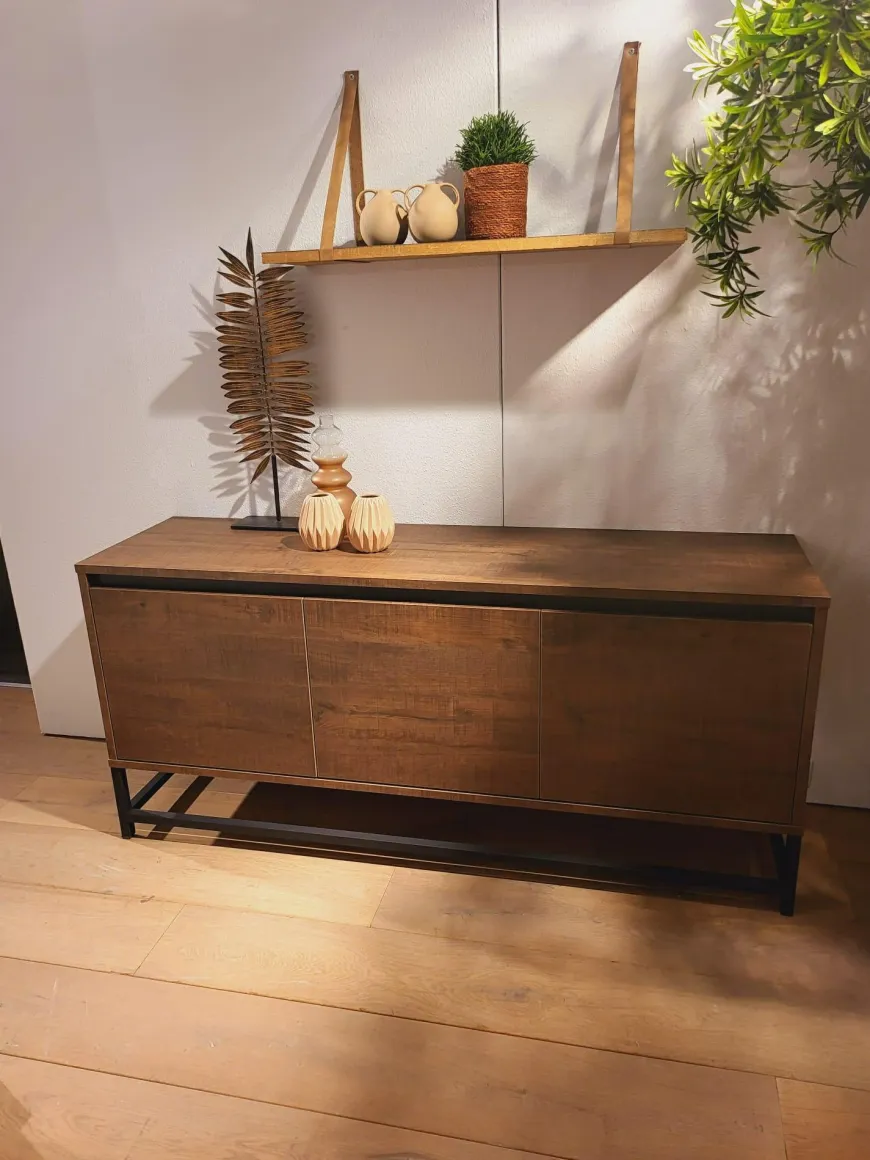 WoonMax Milltown TV meubel 3 deurs Dark Mango - 165 cm
