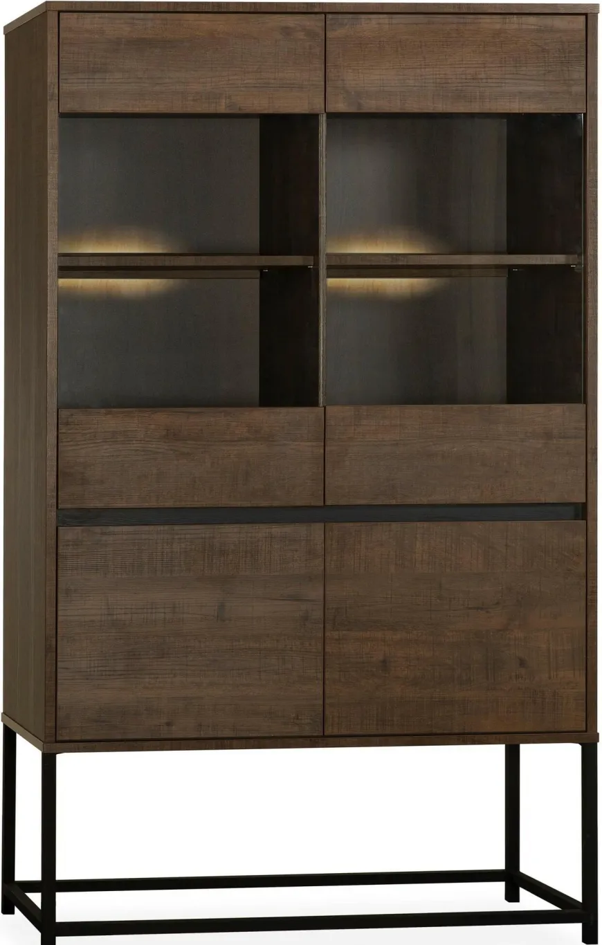 WoonMax Milltown Vitrinekast met 2 glazen deuren - 116 cm