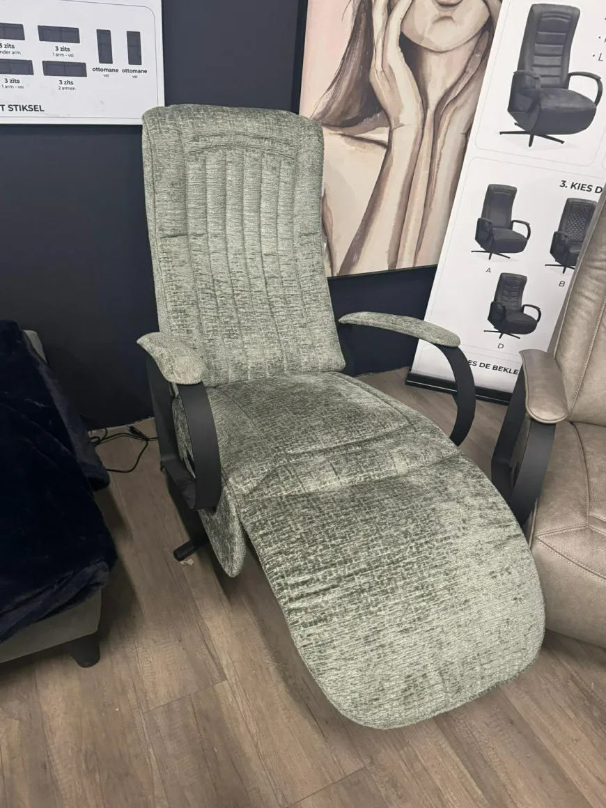 WoonMax Relaxfauteuil Queen Merge Thyme elektrisch met accu - Showroommodel