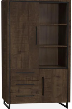 WoonMax Rimini opbergkast 2 deurs - 3 lades Lamulux Dark mango