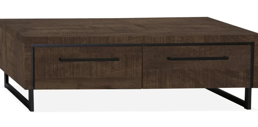 WoonMax Rimini Salontafel 2 lades Lamulux Dark mango