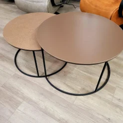WoonMax Salontafel Harlow set van 2 - lamulux geborsteld gehamerd koper