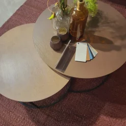 WoonMax Salontafel Harlow set van 2 - lamulux geborsteld gehamerd koper