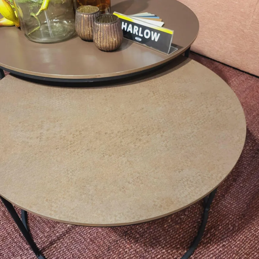 WoonMax Salontafel Harlow set van 2 - lamulux geborsteld gehamerd koper