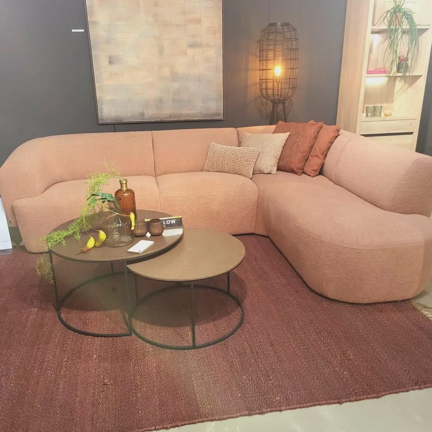 WoonMax Salontafel Harlow set van 2 - lamulux geborsteld gehamerd koper