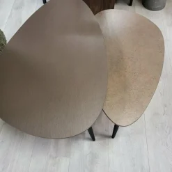WoonMax Salontafel Vienna set van 2 XL - lamulux geborsteld gehamerd koper