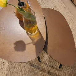 WoonMax Salontafel Vienna set van 2 L - lamulux geborsteld gehamerd koper
